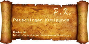 Petschinger Kunigunda névjegykártya